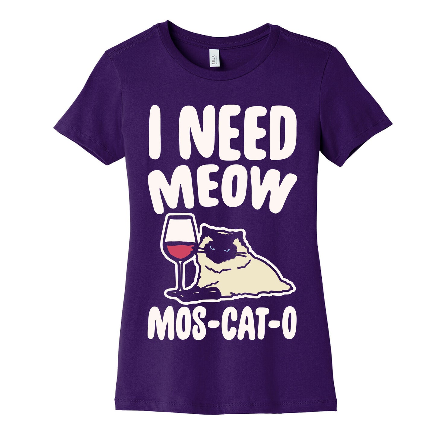 I Need Meow Mos-cat-o White Print Women's Cotton Tee