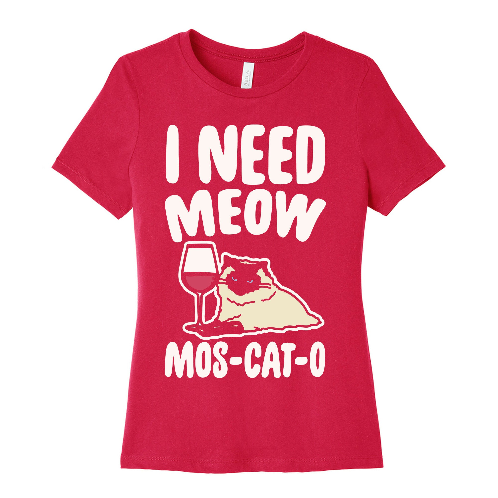 I Need Meow Mos-cat-o White Print Women's Cotton Tee