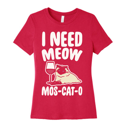 I Need Meow Mos-cat-o White Print Women's Cotton Tee