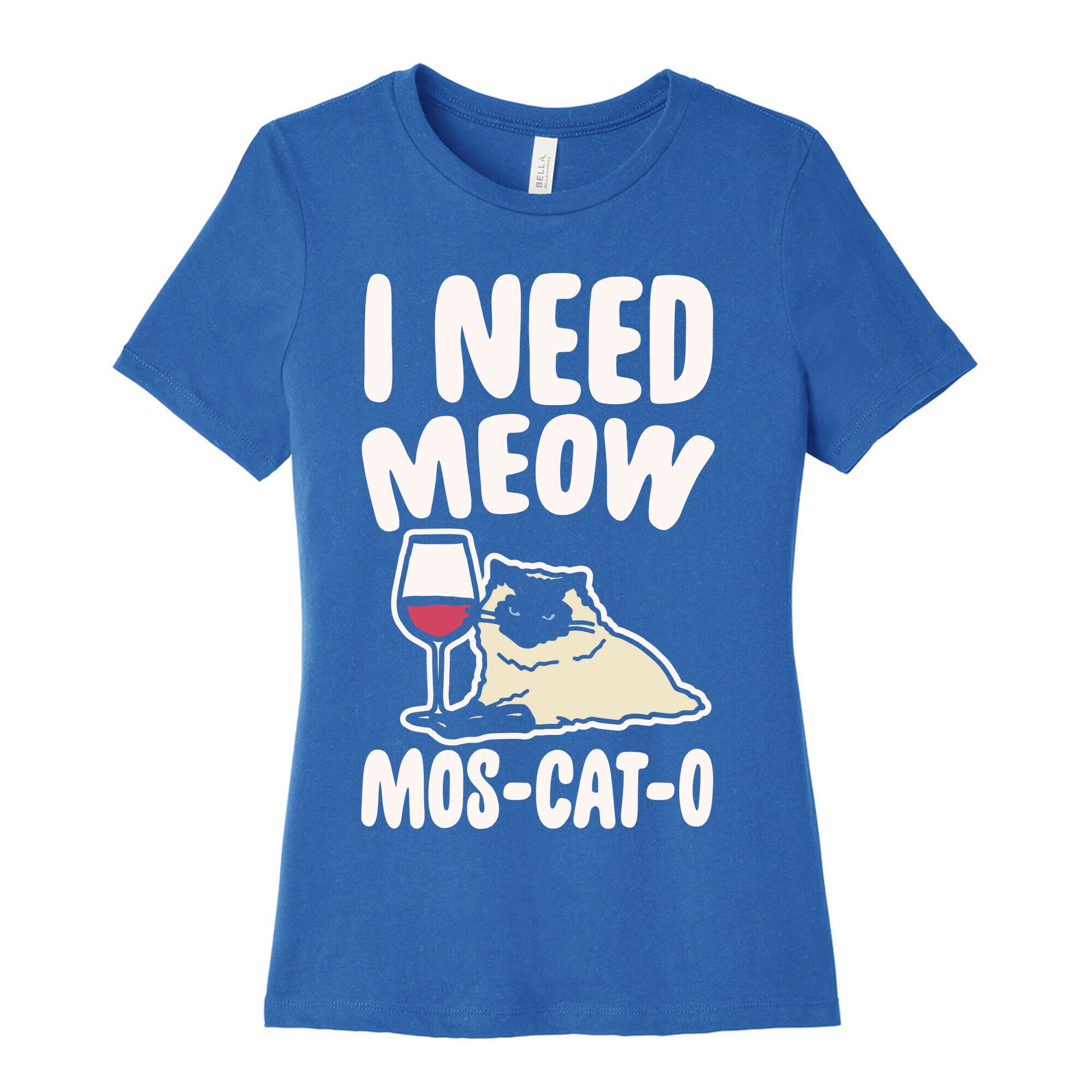 I Need Meow Mos-cat-o White Print Women's Cotton Tee