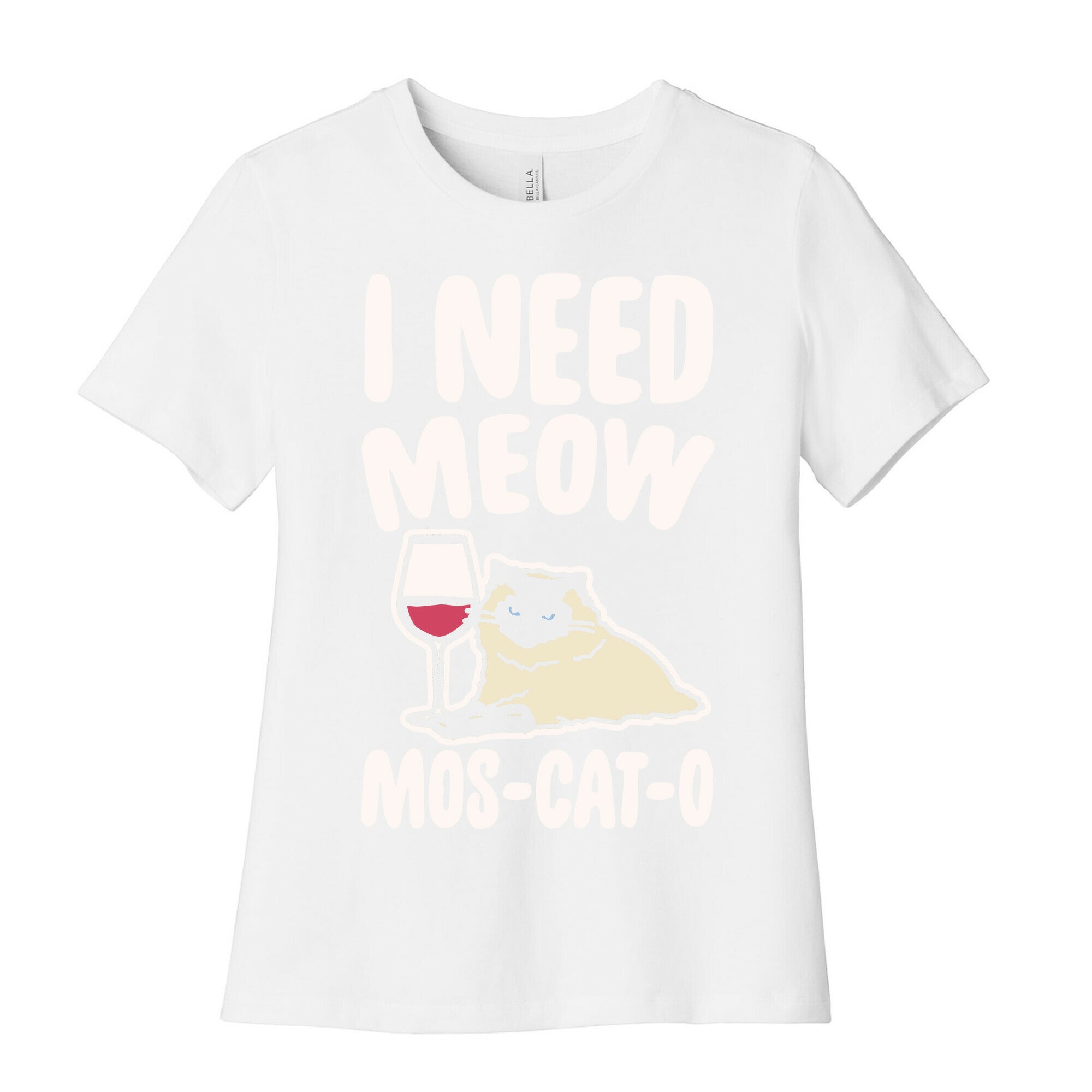I Need Meow Mos-cat-o White Print Women's Cotton Tee