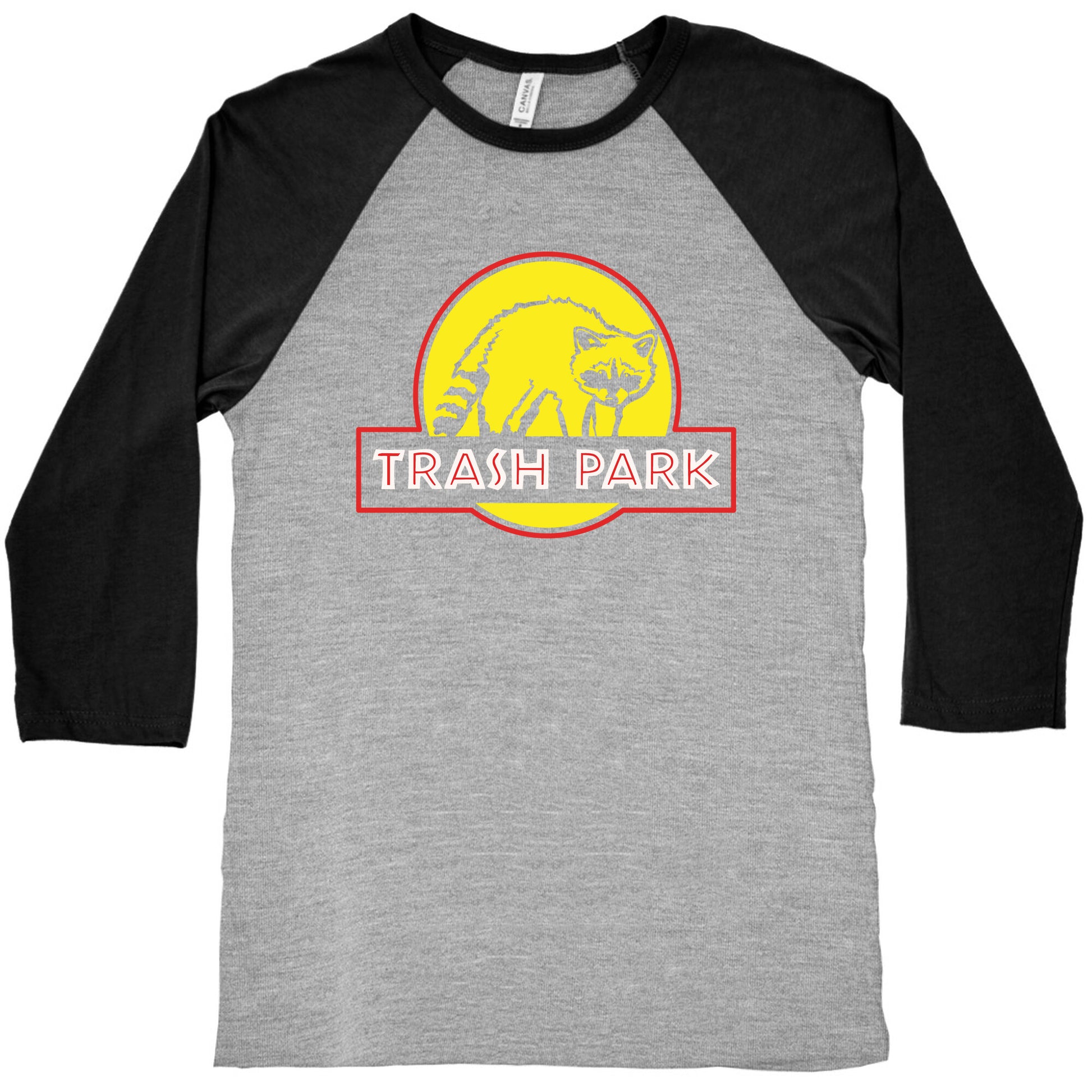 Trash Park Raccoon Parody White Print Baseball Tee