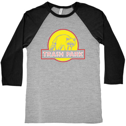 Trash Park Raccoon Parody White Print Baseball Tee
