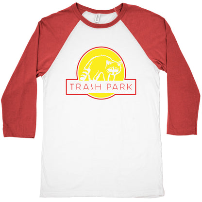 Trash Park Raccoon Parody White Print Baseball Tee