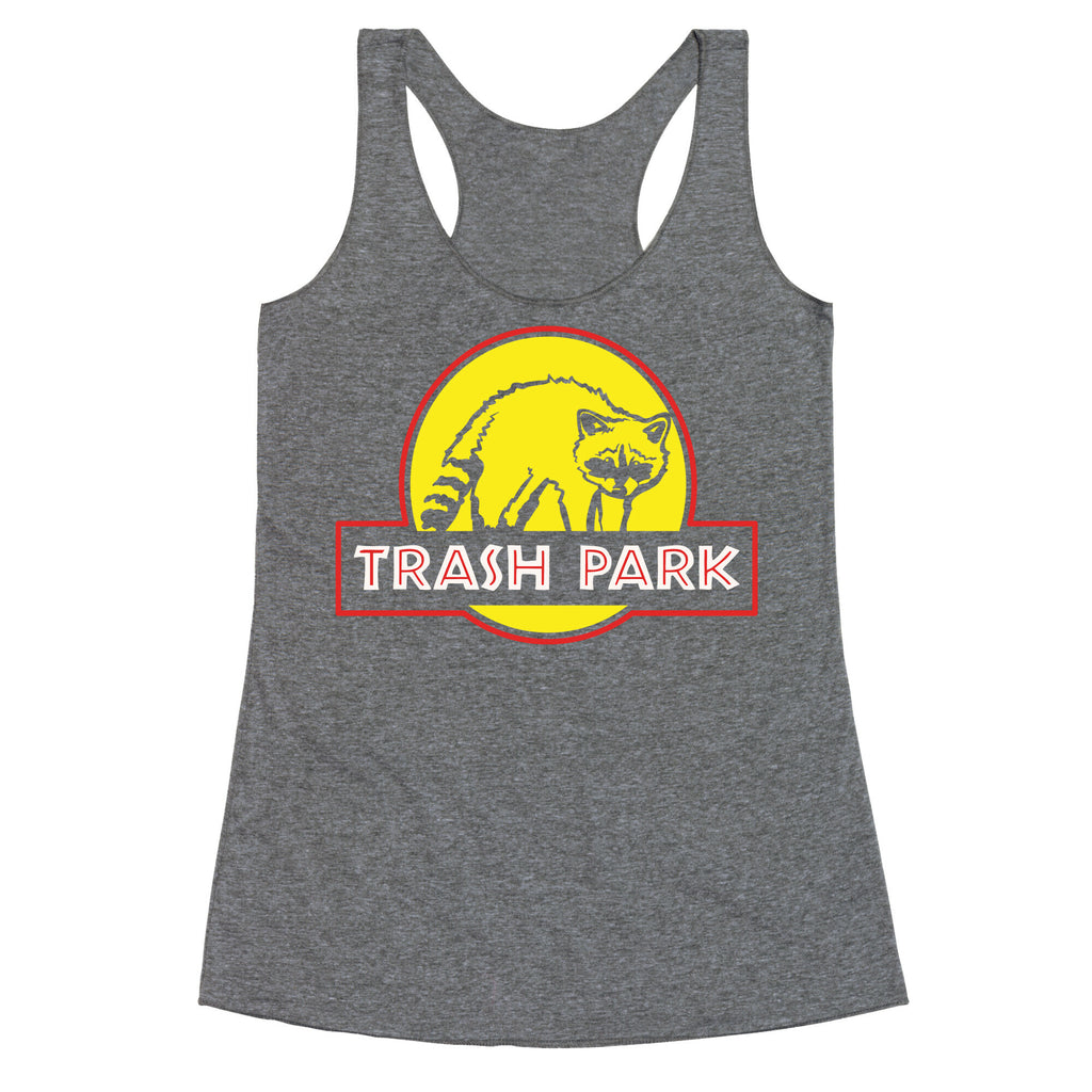 Trash Park Raccoon Parody White Print Racerback Tank