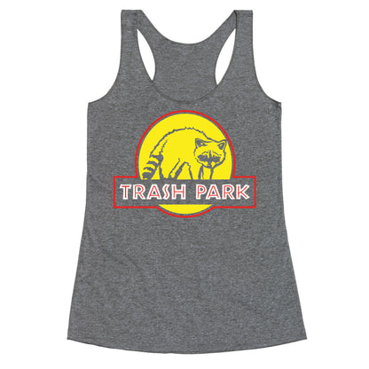 Trash Park Raccoon Parody White Print Racerback Tank