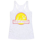 Trash Park Raccoon Parody White Print Racerback Tank