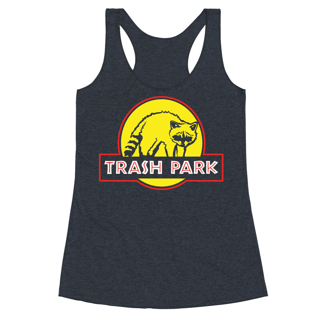 Trash Park Raccoon Parody White Print Racerback Tank