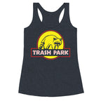 Trash Park Raccoon Parody White Print Racerback Tank
