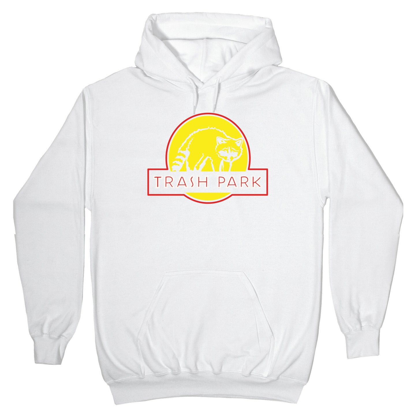 Trash Park Raccoon Parody White Print Hoodie