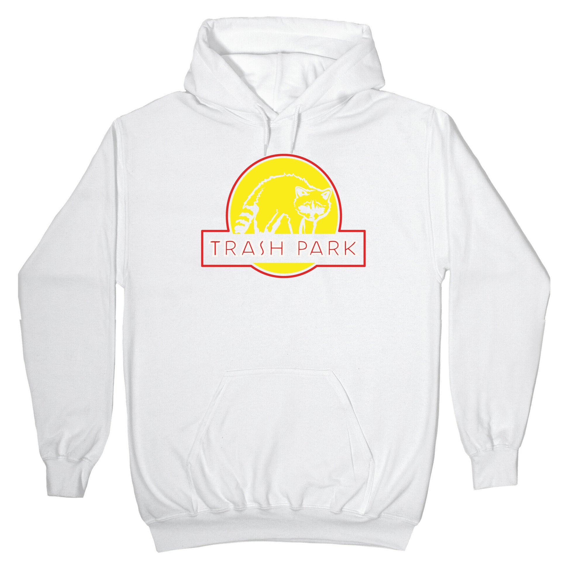 Trash Park Raccoon Parody White Print Hoodie