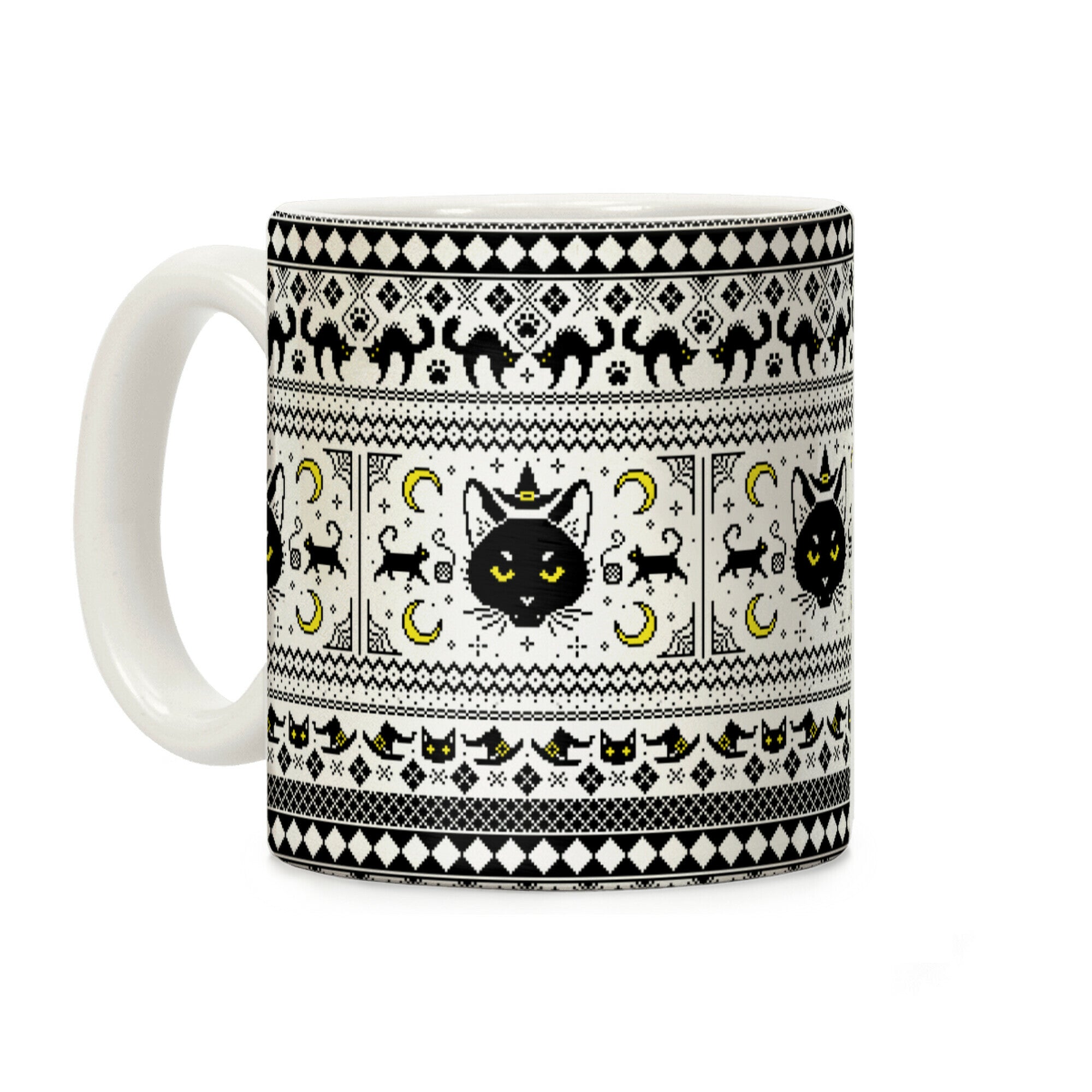 Witchy Black Cats Ugly Sweater Coffee Mug