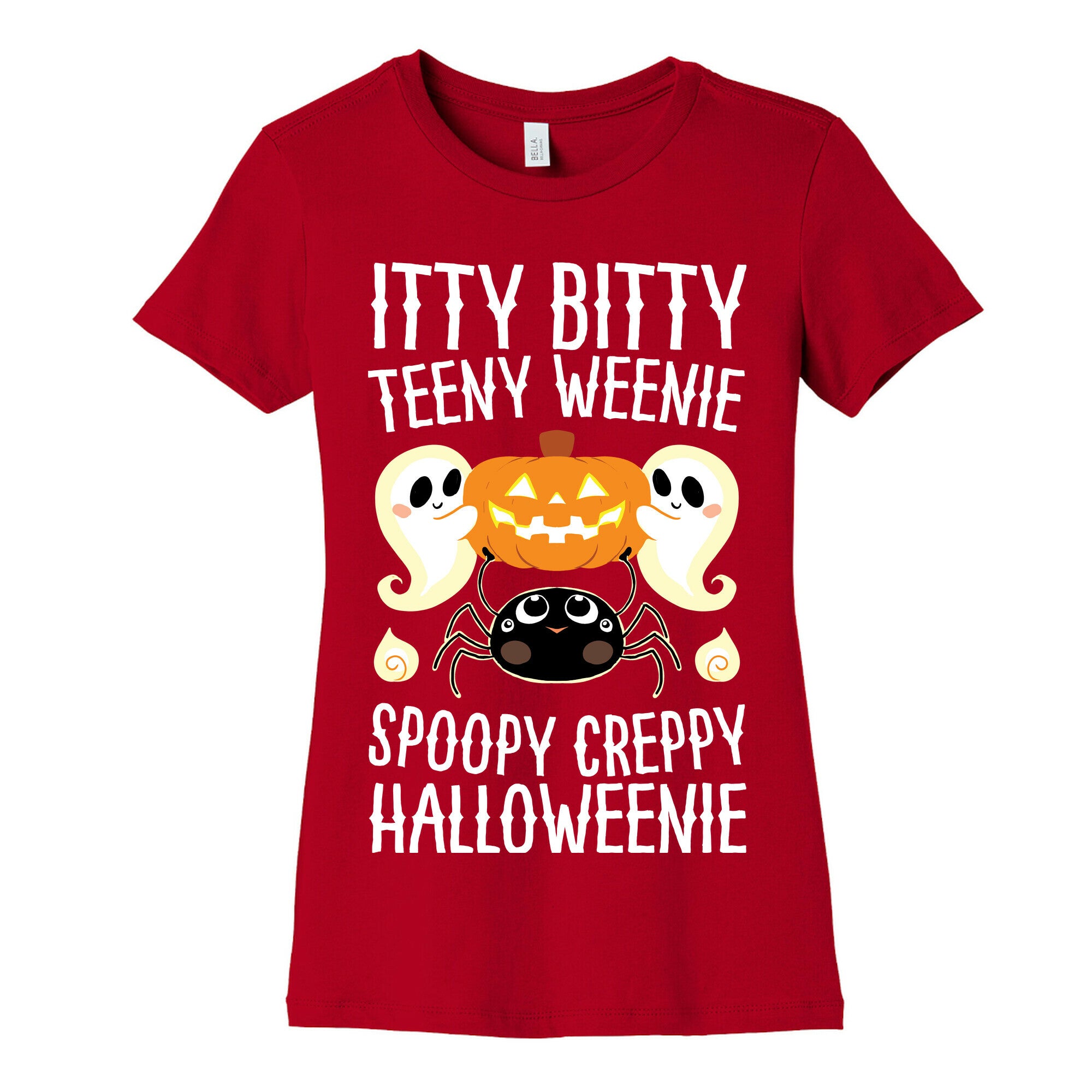 Itty Bitty Teeny Weenie Spoopy Creppy Halloweenie Women's Cotton Tee
