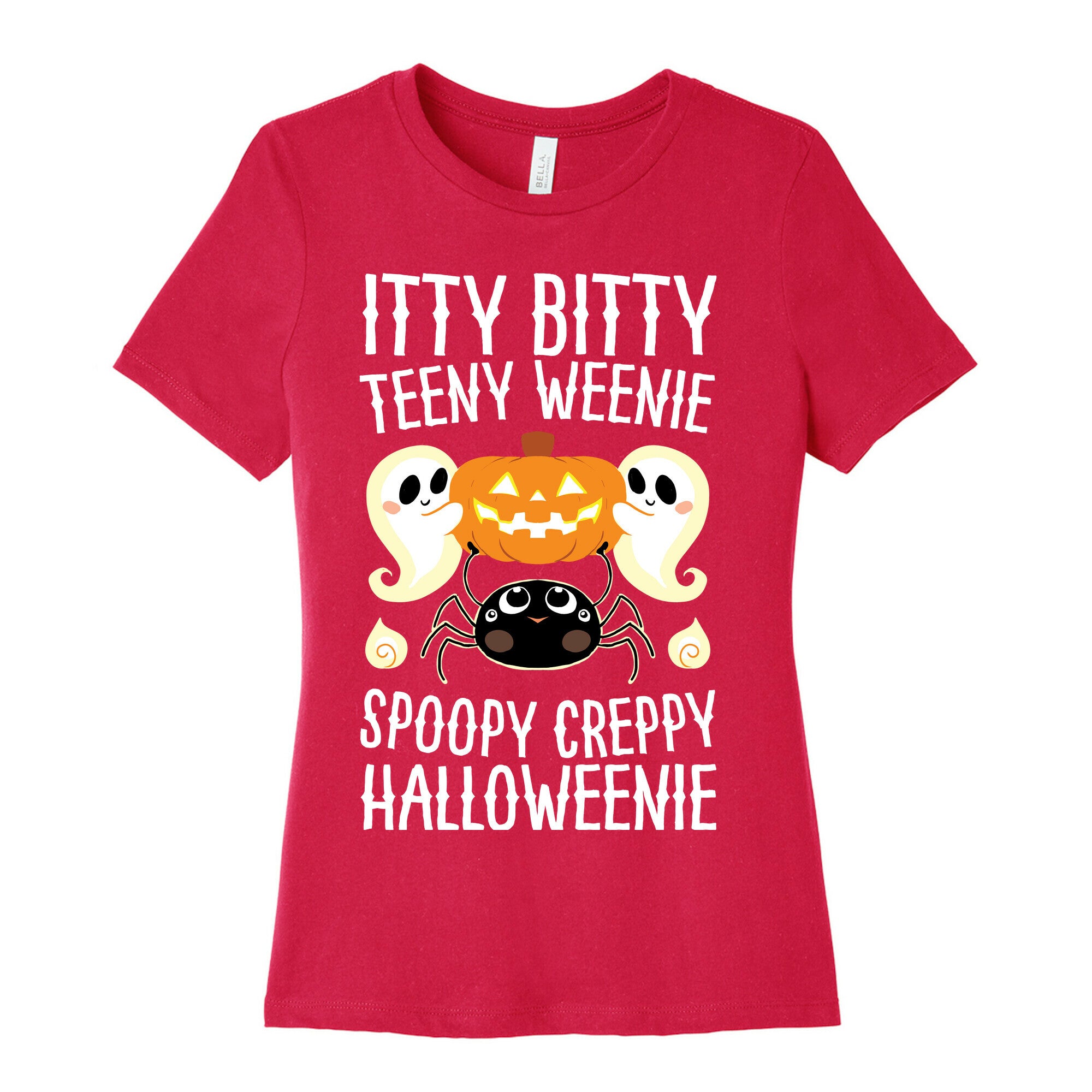 Itty Bitty Teeny Weenie Spoopy Creppy Halloweenie Women's Cotton Tee