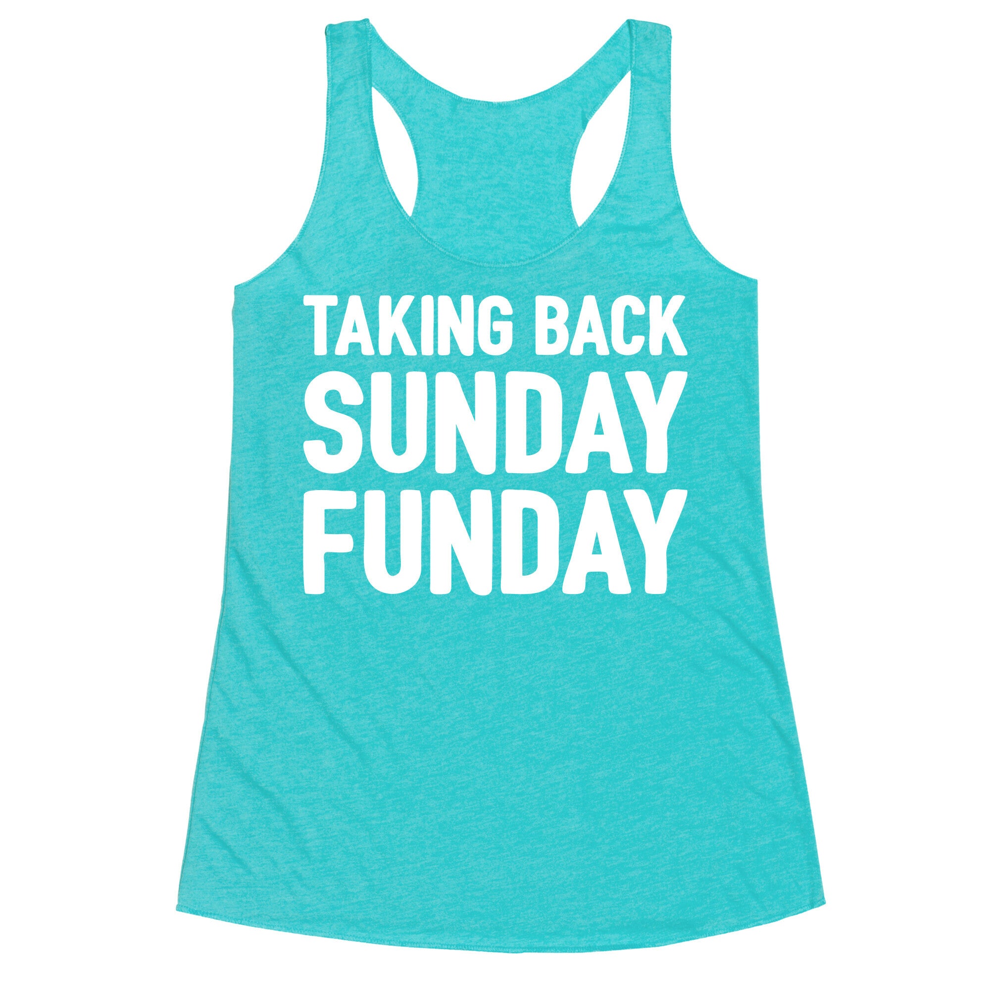 Taking Back Sunday Funday Parody White Print Racerback Tank