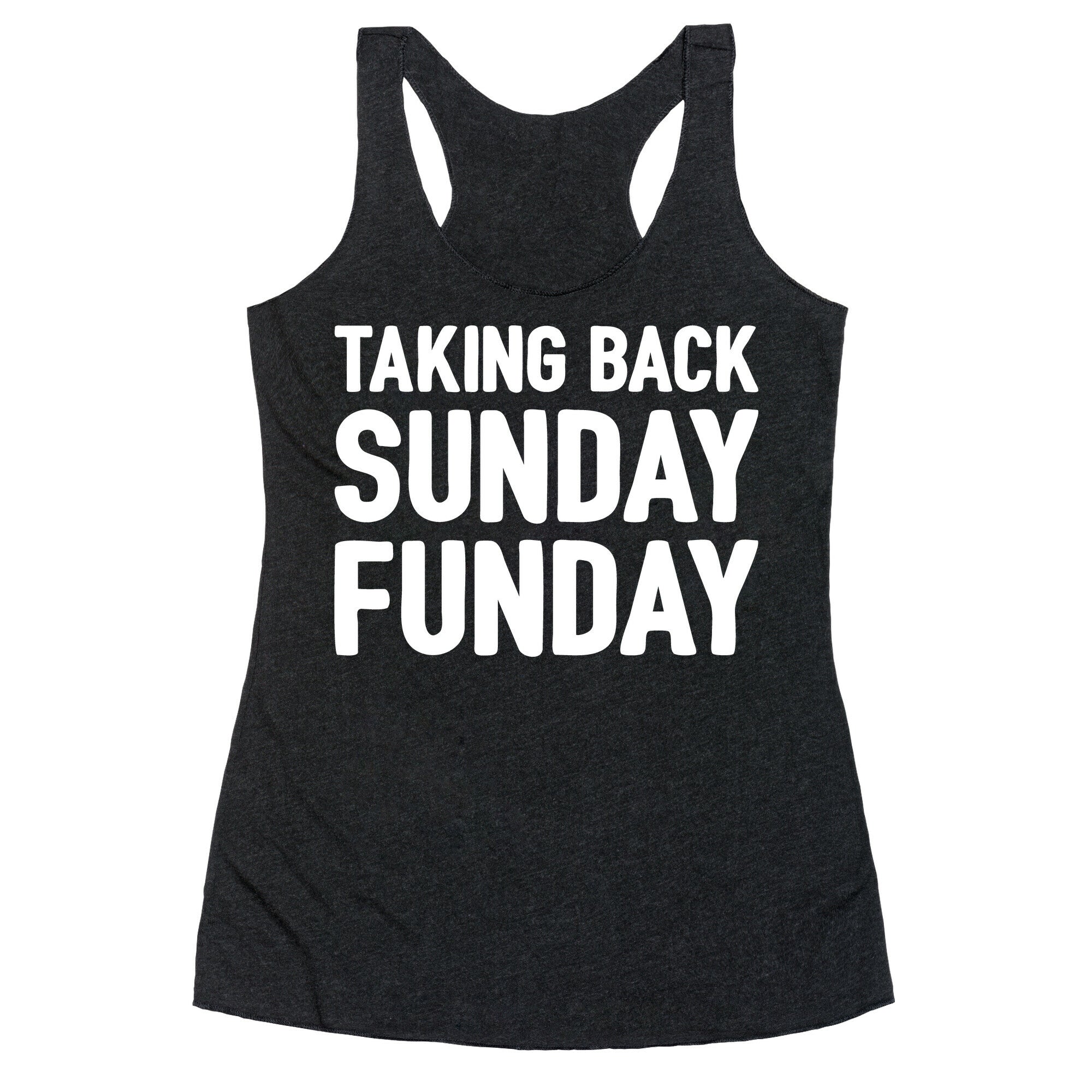 Taking Back Sunday Funday Parody White Print Racerback Tank