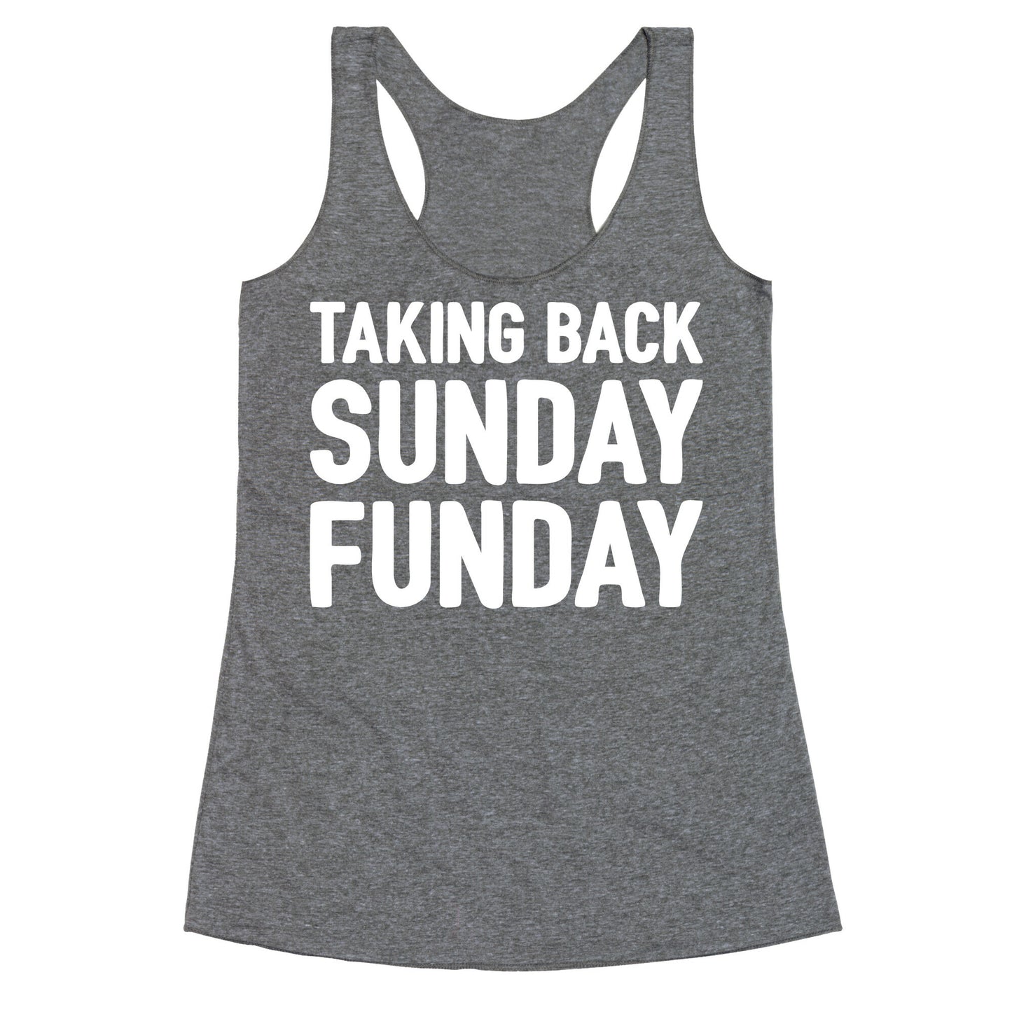 Taking Back Sunday Funday Parody White Print Racerback Tank
