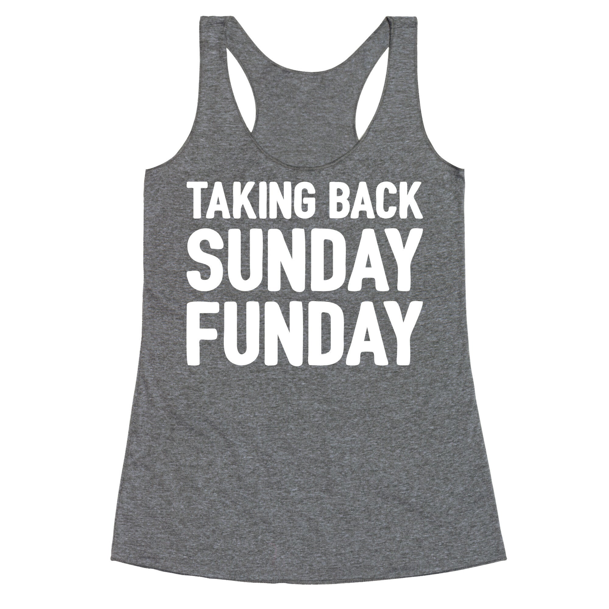 Taking Back Sunday Funday Parody White Print Racerback Tank