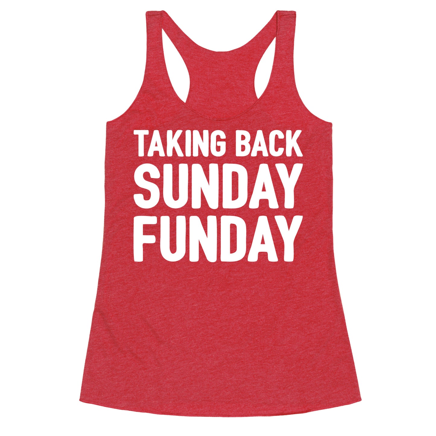 Taking Back Sunday Funday Parody White Print Racerback Tank