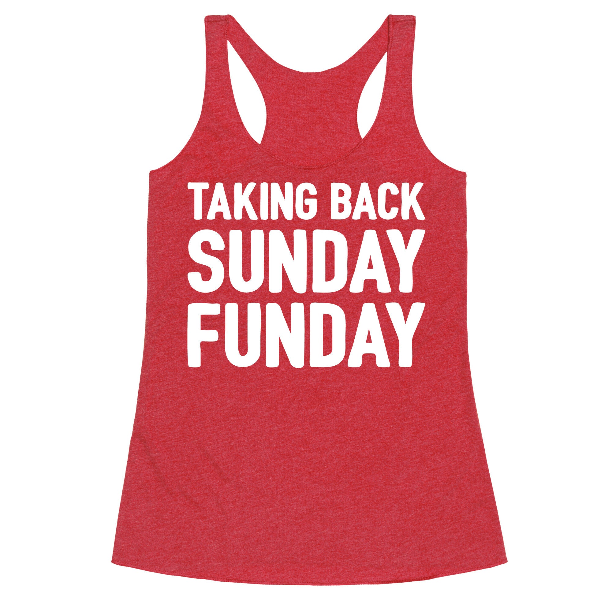 Taking Back Sunday Funday Parody White Print Racerback Tank