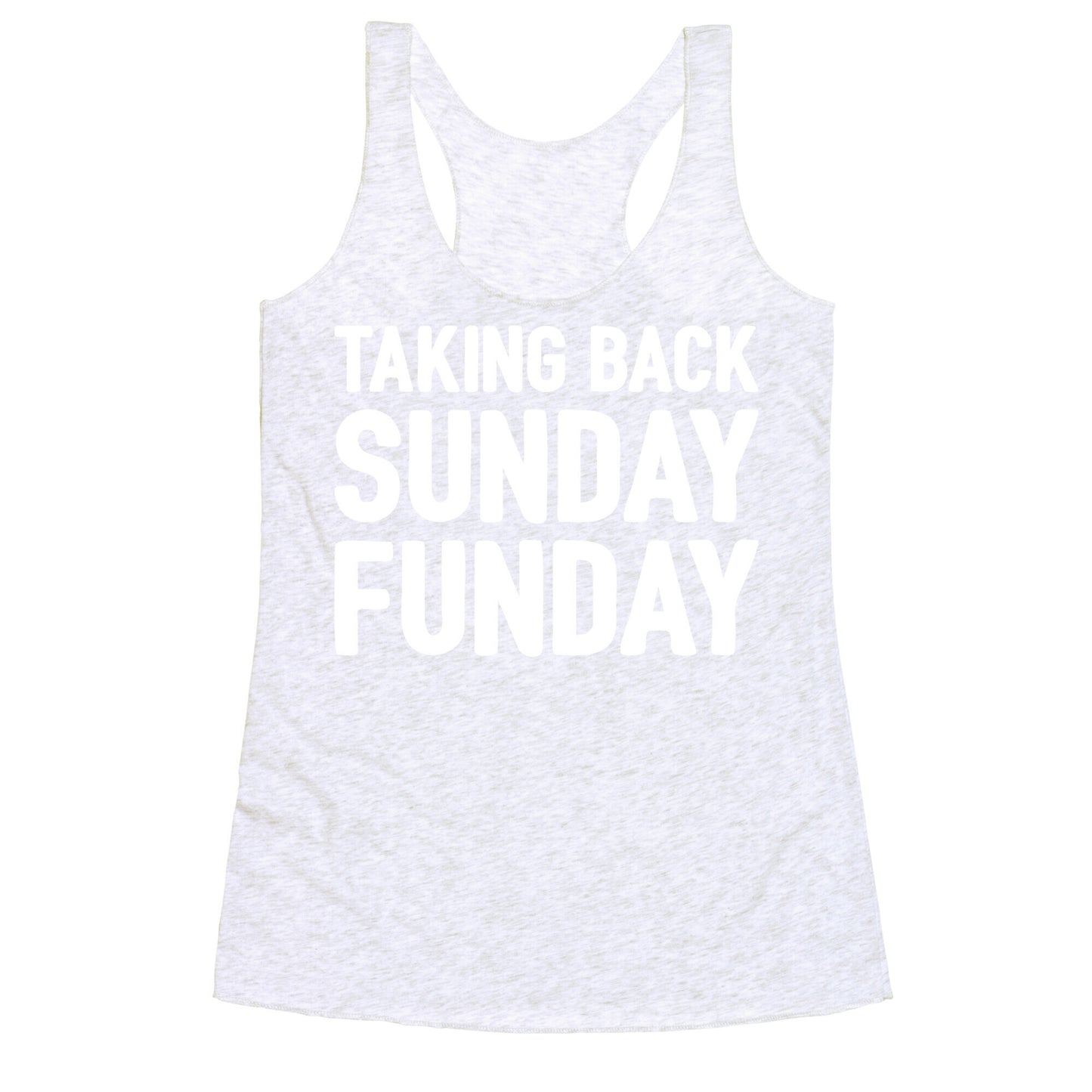 Taking Back Sunday Funday Parody White Print Racerback Tank