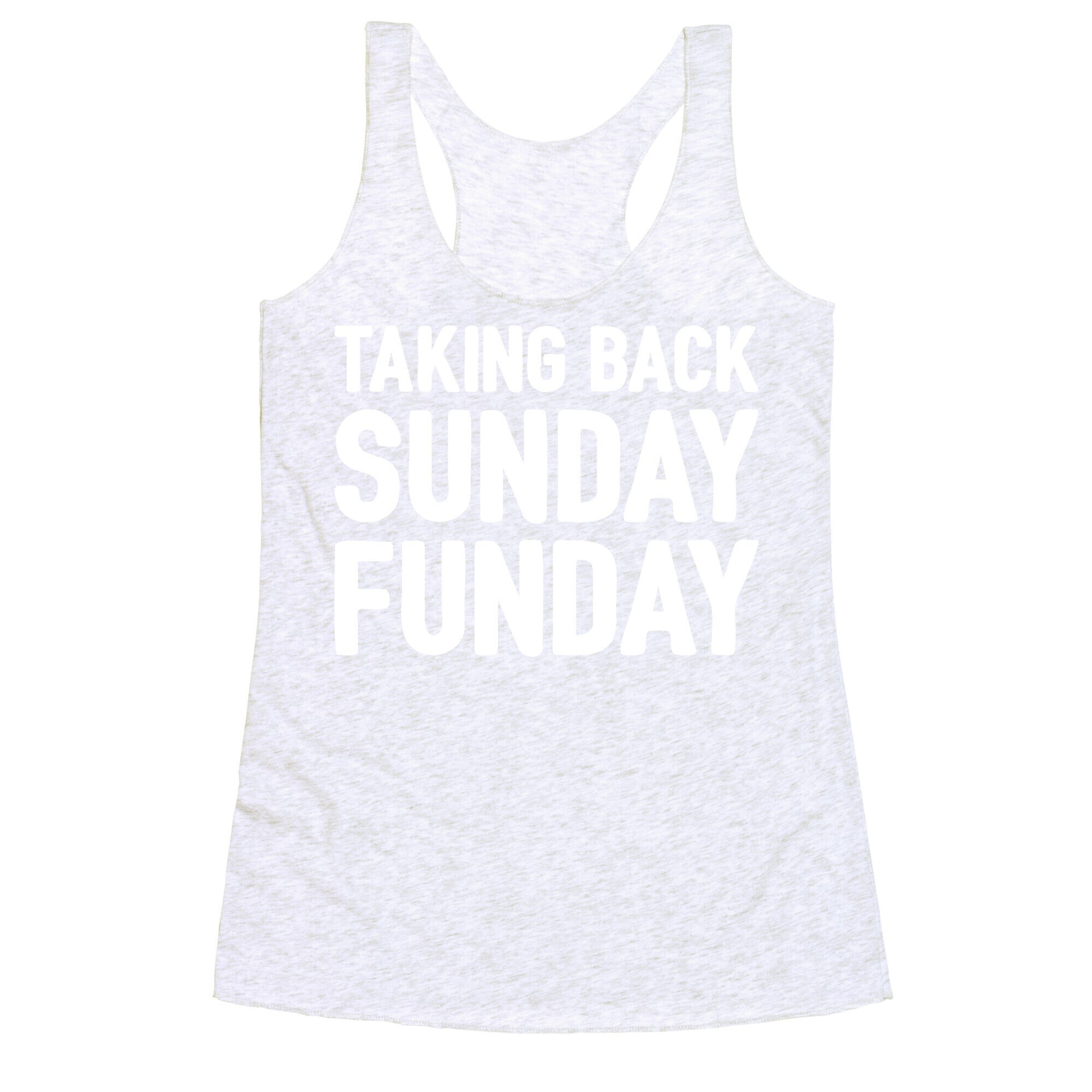 Taking Back Sunday Funday Parody White Print Racerback Tank