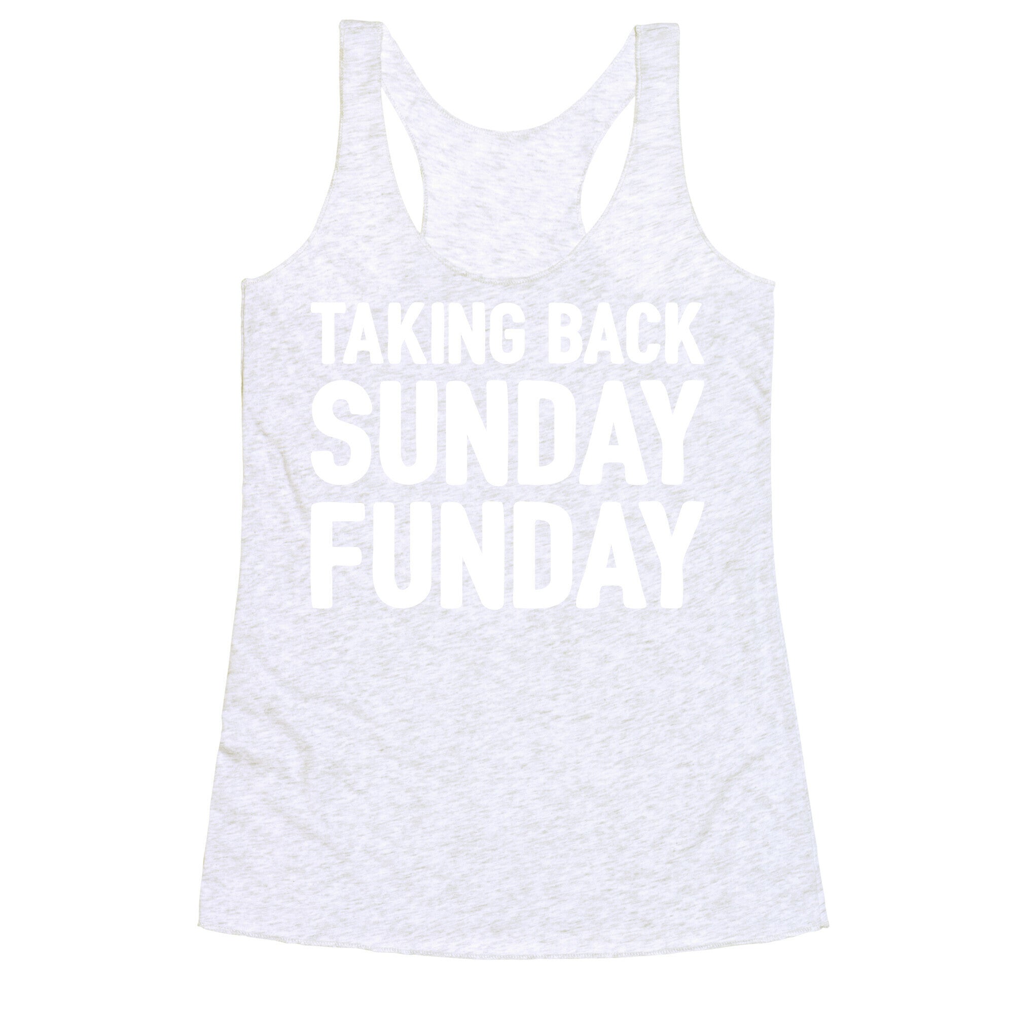 Taking Back Sunday Funday Parody White Print Racerback Tank