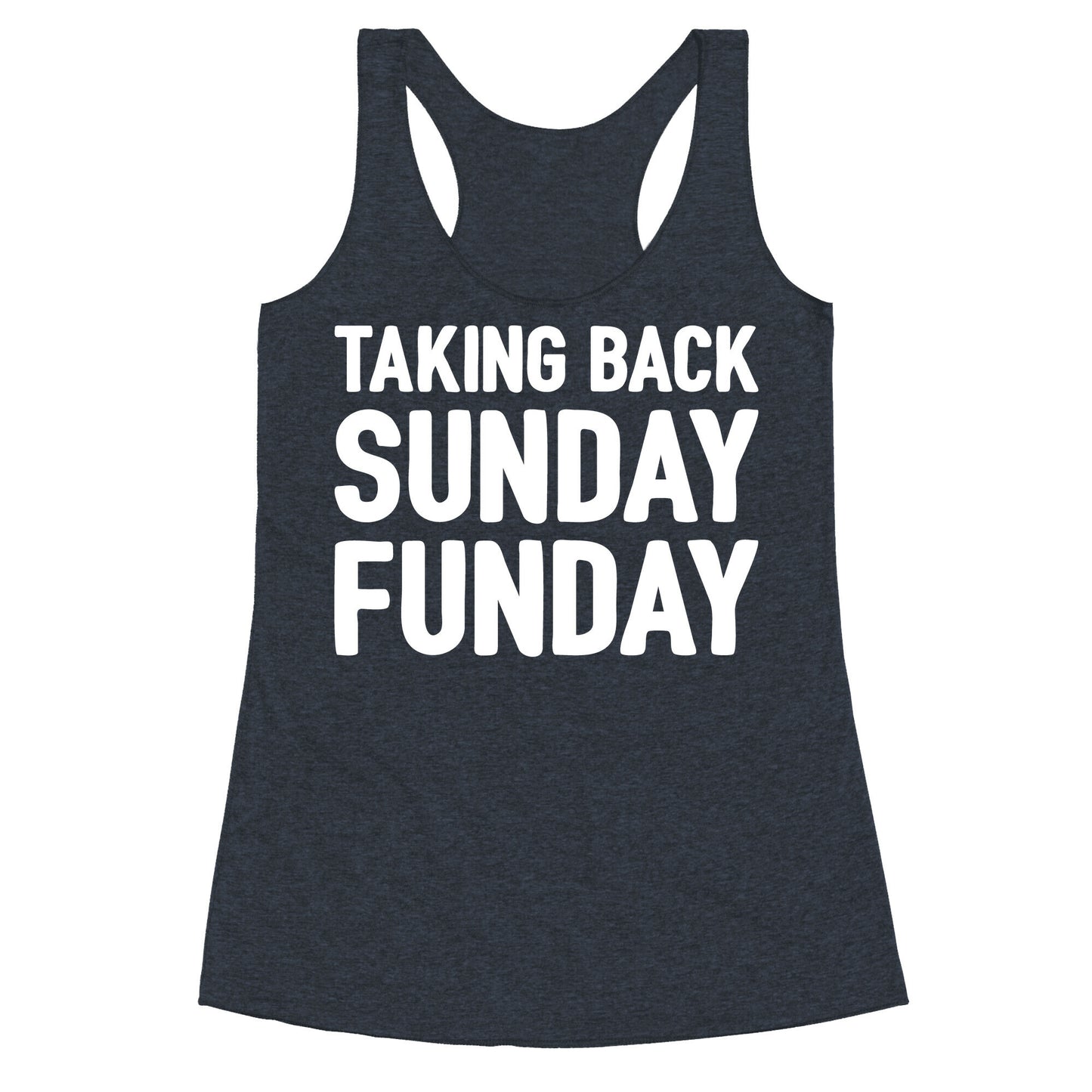 Taking Back Sunday Funday Parody White Print Racerback Tank