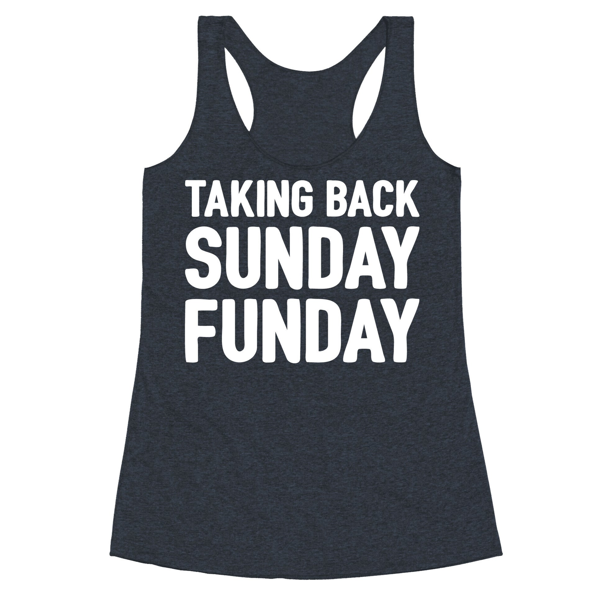 Taking Back Sunday Funday Parody White Print Racerback Tank