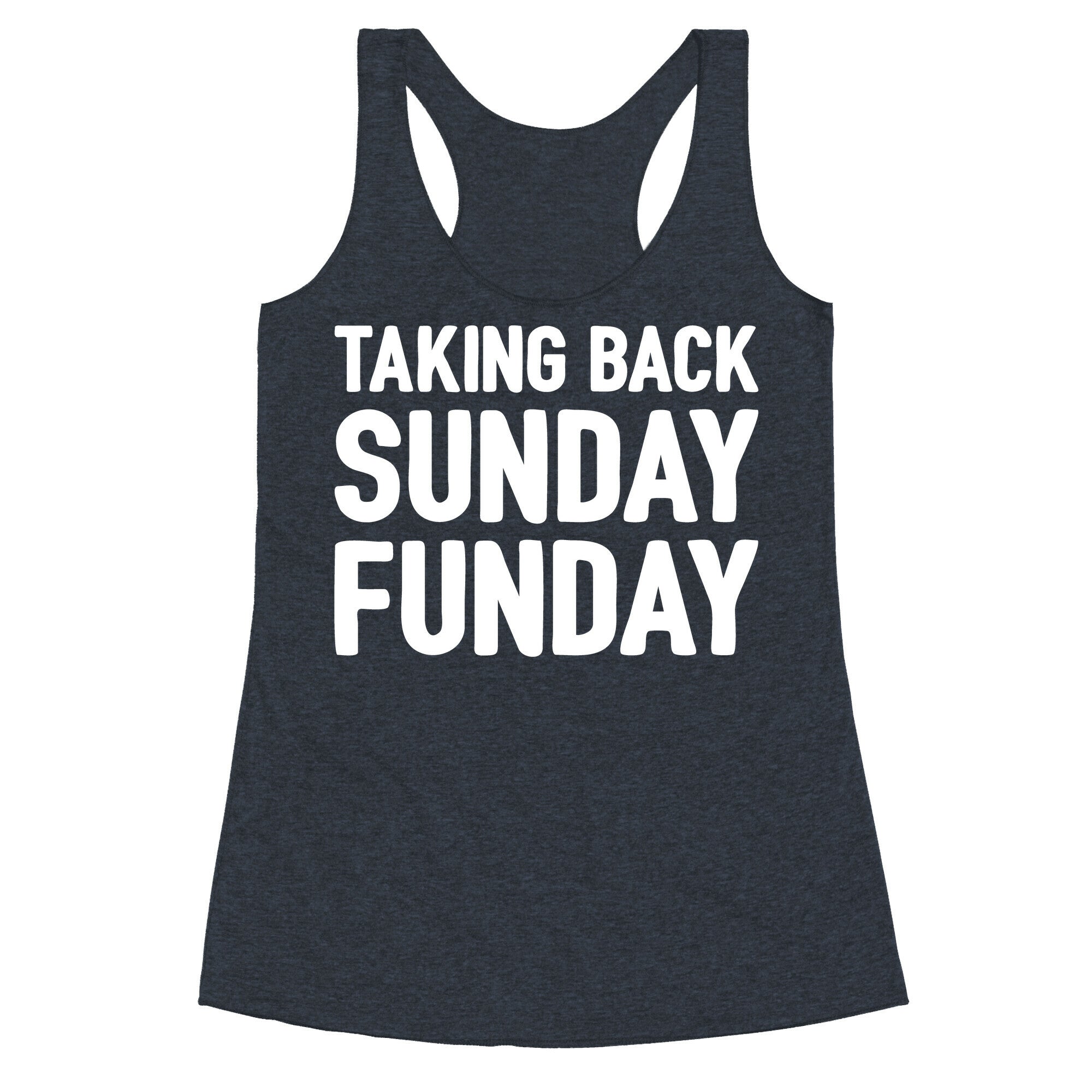 Taking Back Sunday Funday Parody White Print Racerback Tank