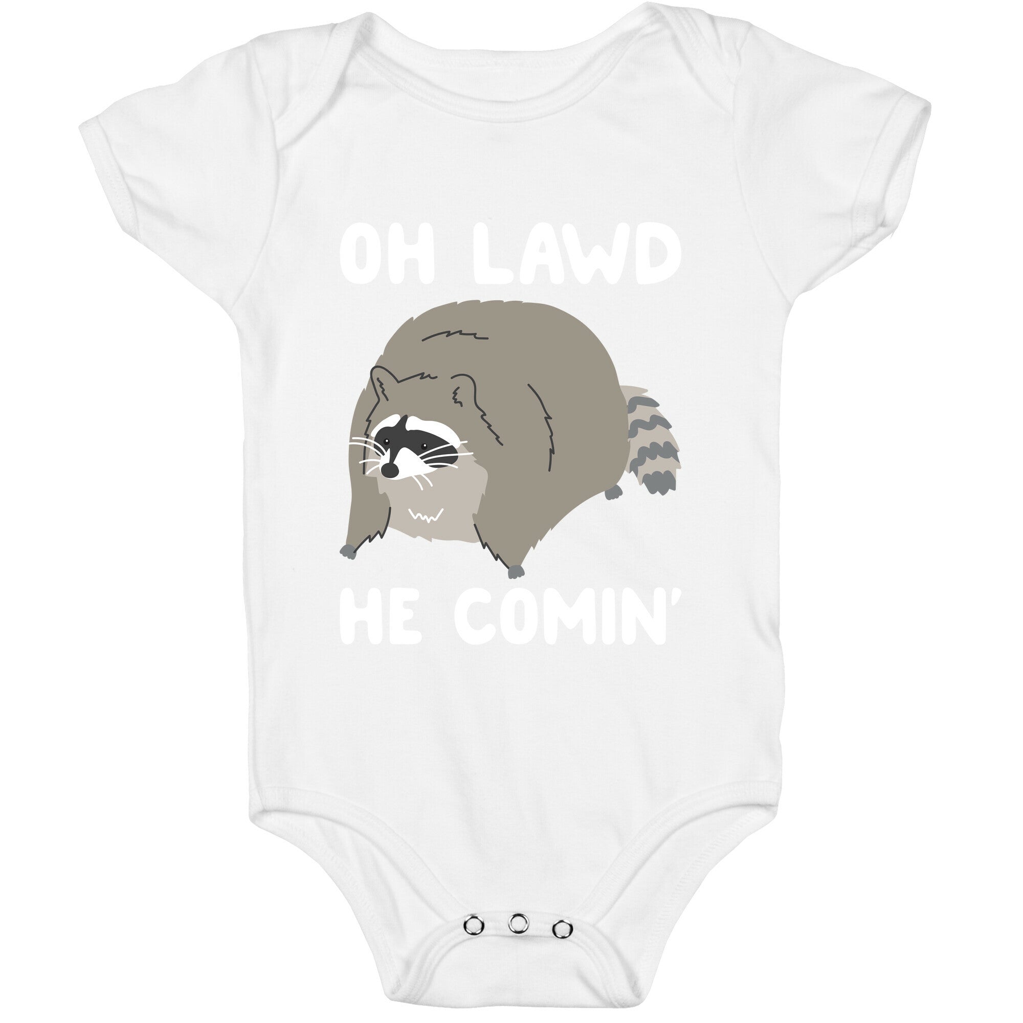 Oh Lawd He Comin' Raccoon Baby One Piece