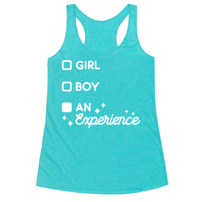 Girl, Boy, An Experience Checklist Racerback Tank