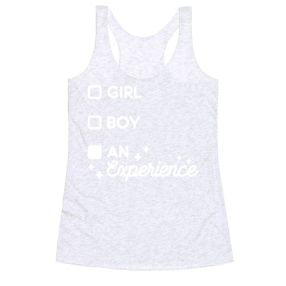 Girl, Boy, An Experience Checklist Racerback Tank
