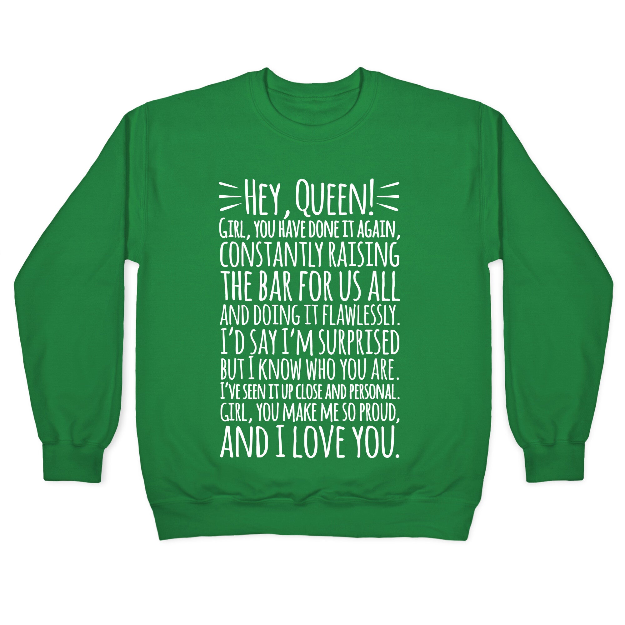 Hey Queen Michelle Obama Quote White Print Crewneck Sweatshirt
