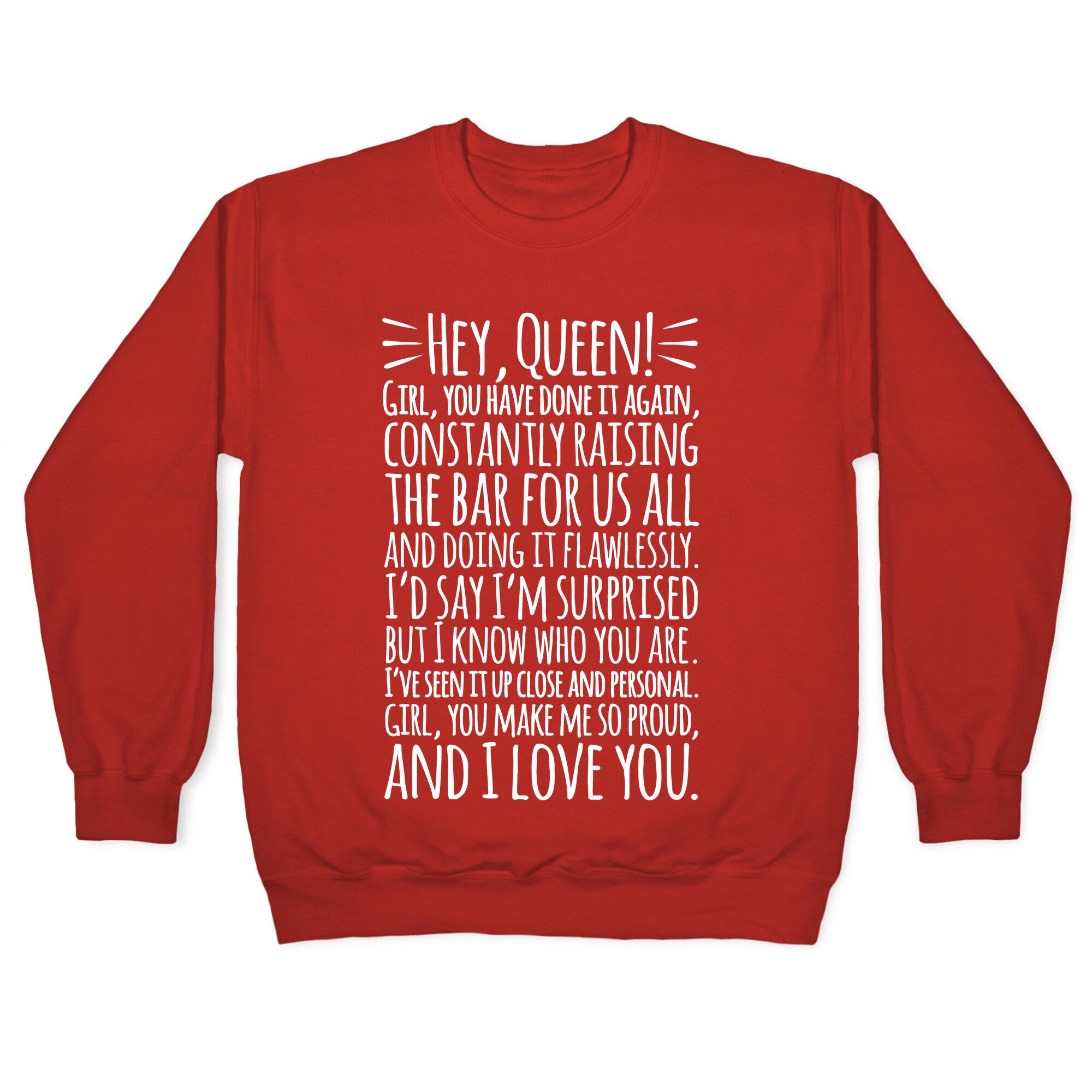 Hey Queen Michelle Obama Quote White Print Crewneck Sweatshirt