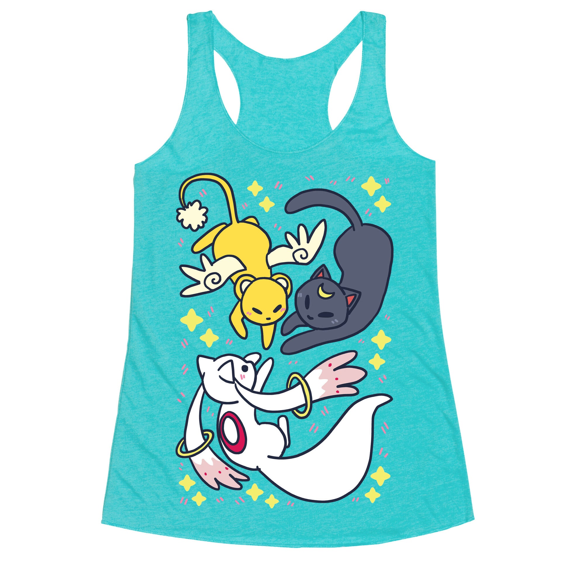 Magical Mascots - Luna, Kero and Kyubey Racerback Tank