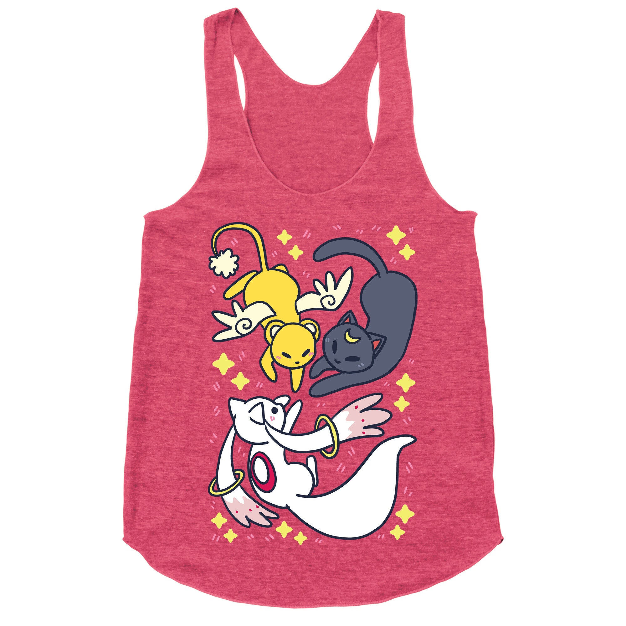 Magical Mascots - Luna, Kero and Kyubey Racerback Tank