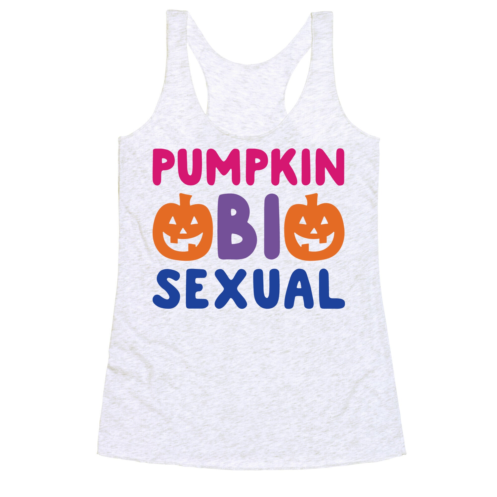 Pumpkin Bisexual White Print Racerback Tank