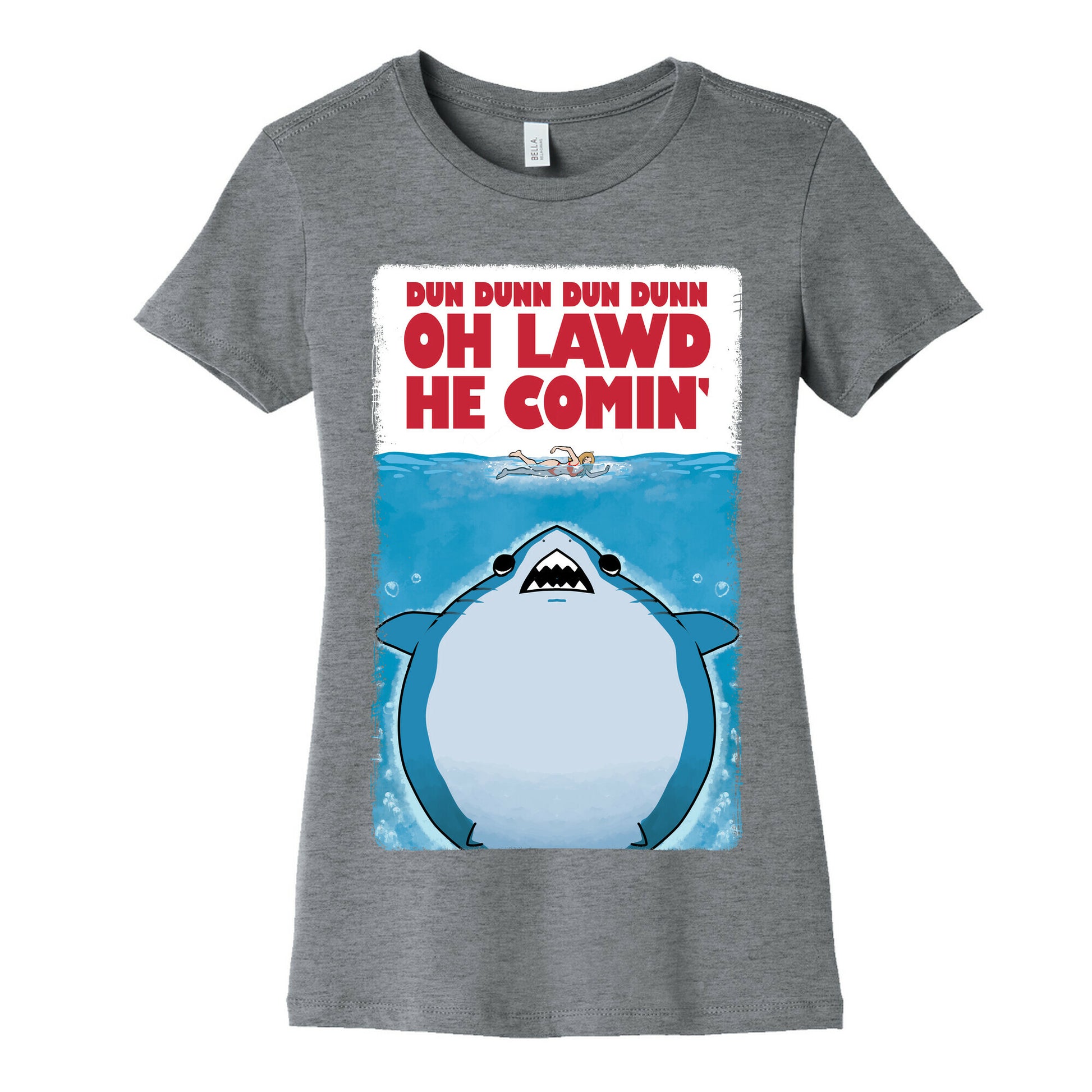 Oh Lawd He Comin' Jaws Parody Women's Cotton Tee