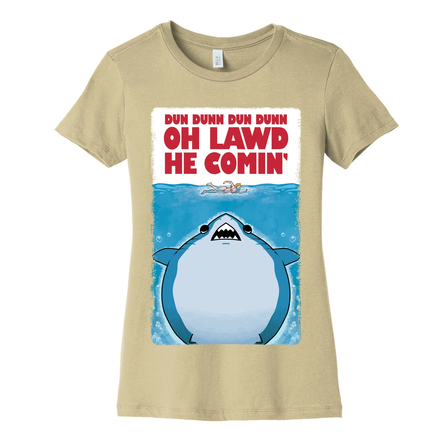 Oh Lawd He Comin' Jaws Parody Women's Cotton Tee