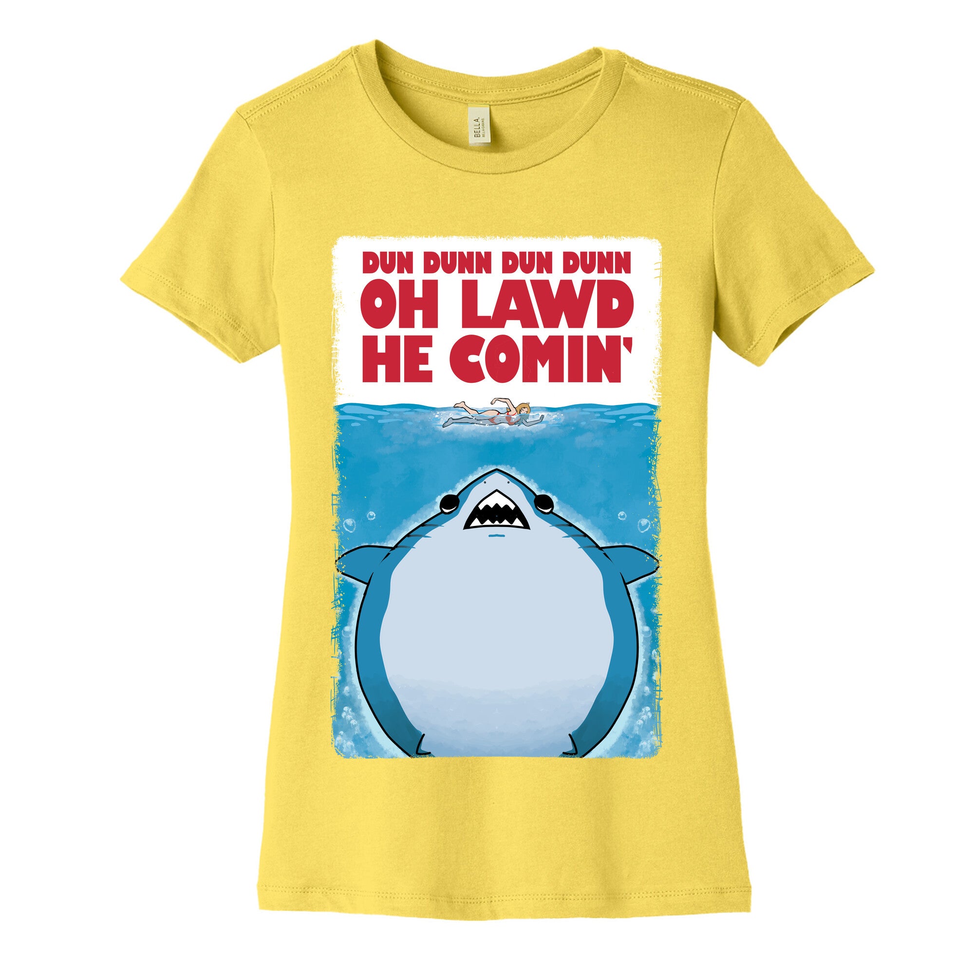Oh Lawd He Comin' Jaws Parody Women's Cotton Tee