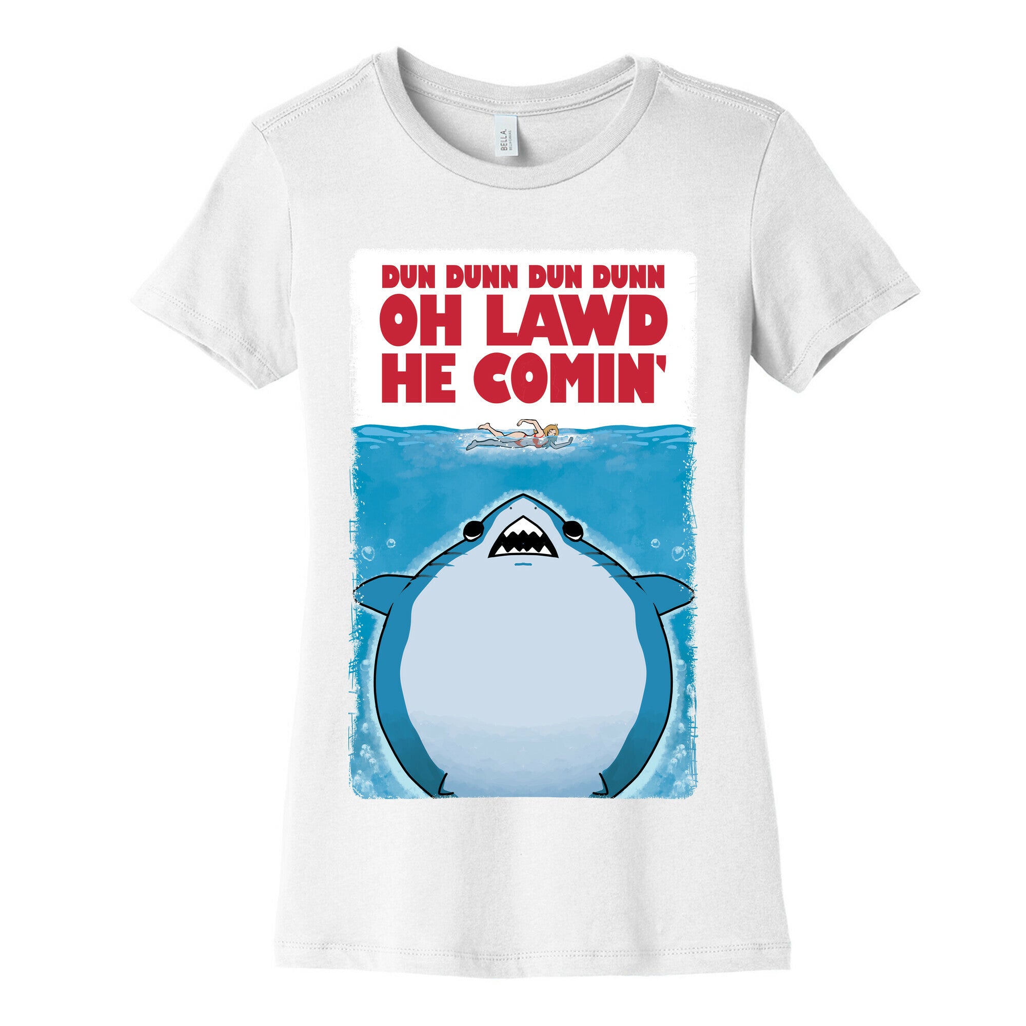 Oh Lawd He Comin' Jaws Parody Women's Cotton Tee