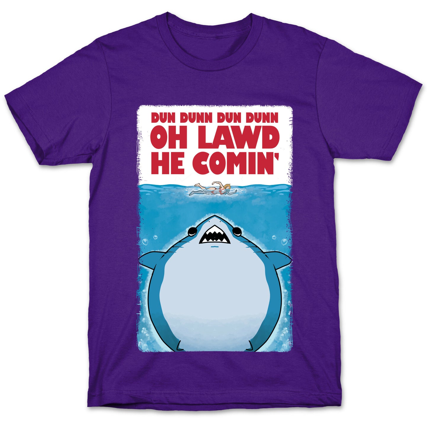 Oh Lawd He Comin' Jaws Parody T-Shirt