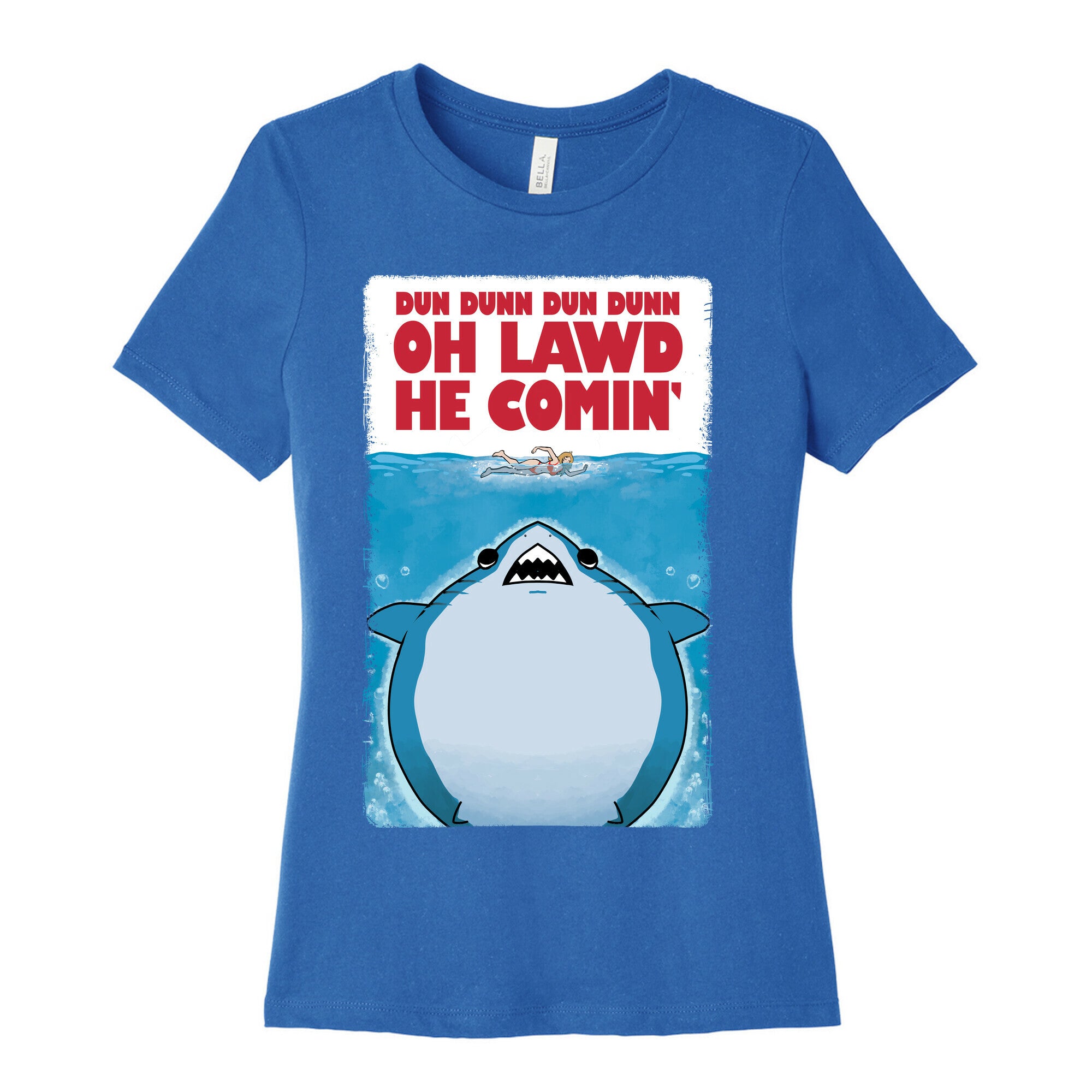 Oh Lawd He Comin' Jaws Parody Women's Cotton Tee