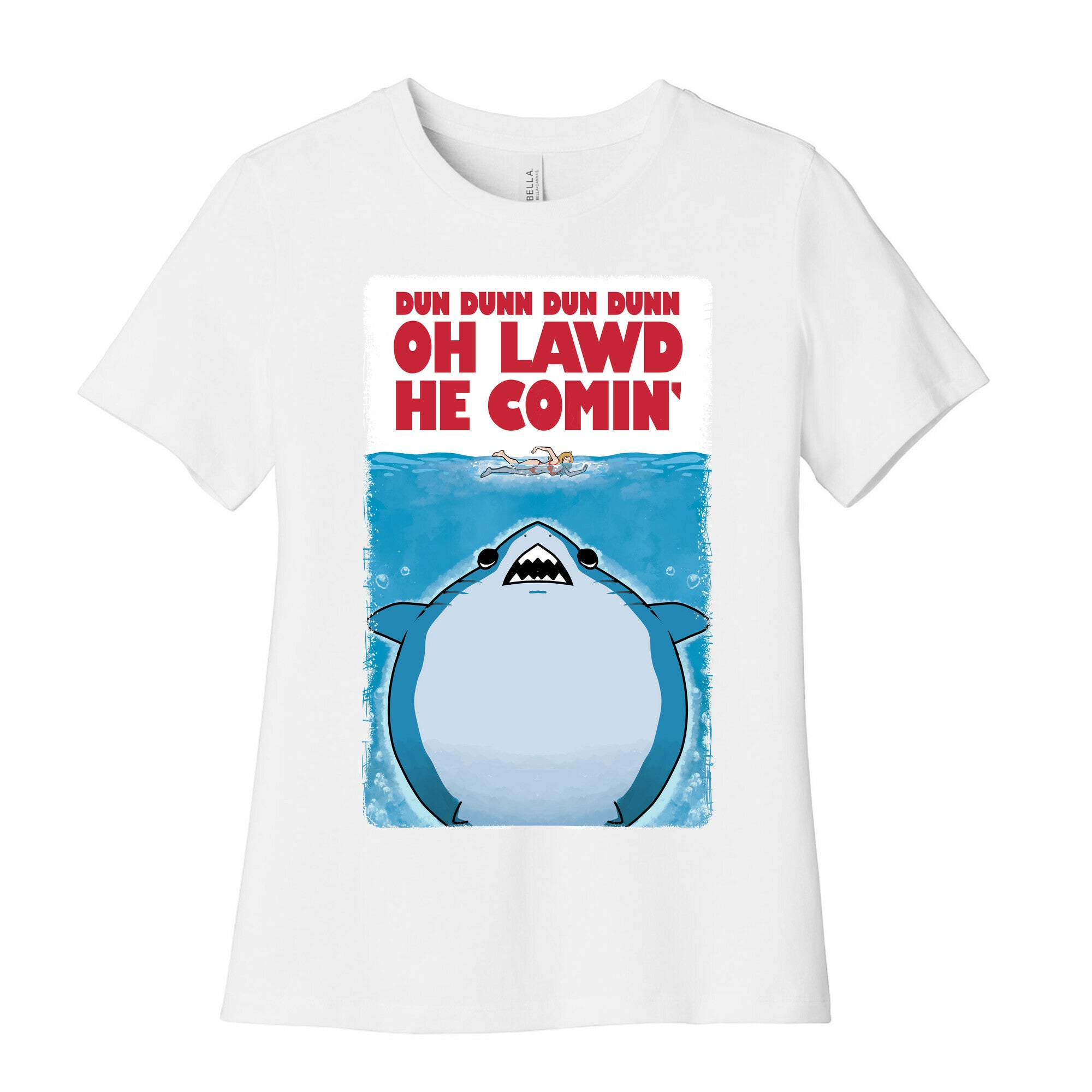 Oh Lawd He Comin' Jaws Parody Women's Cotton Tee