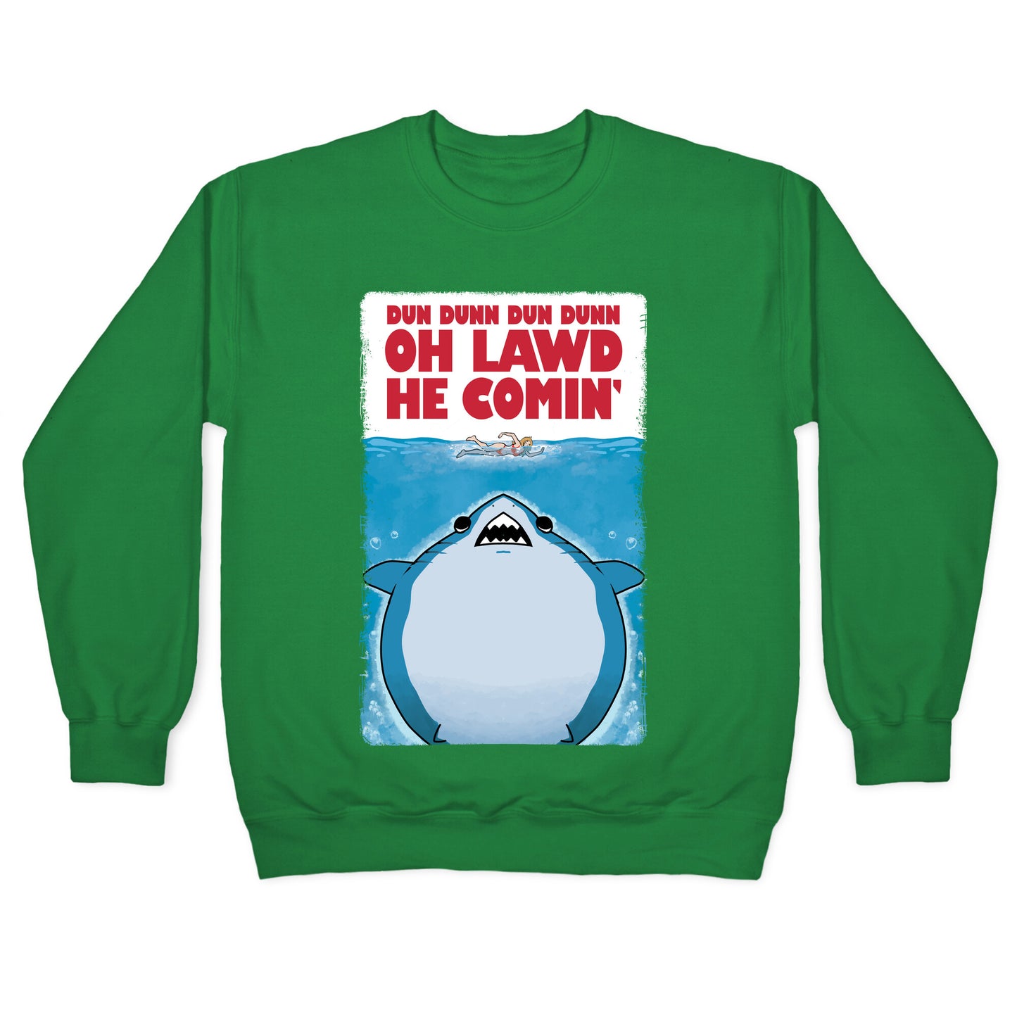 Oh Lawd He Comin' Jaws Parody Crewneck Sweatshirt