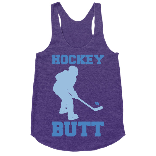 Hockey Butt White Print Racerback Tank