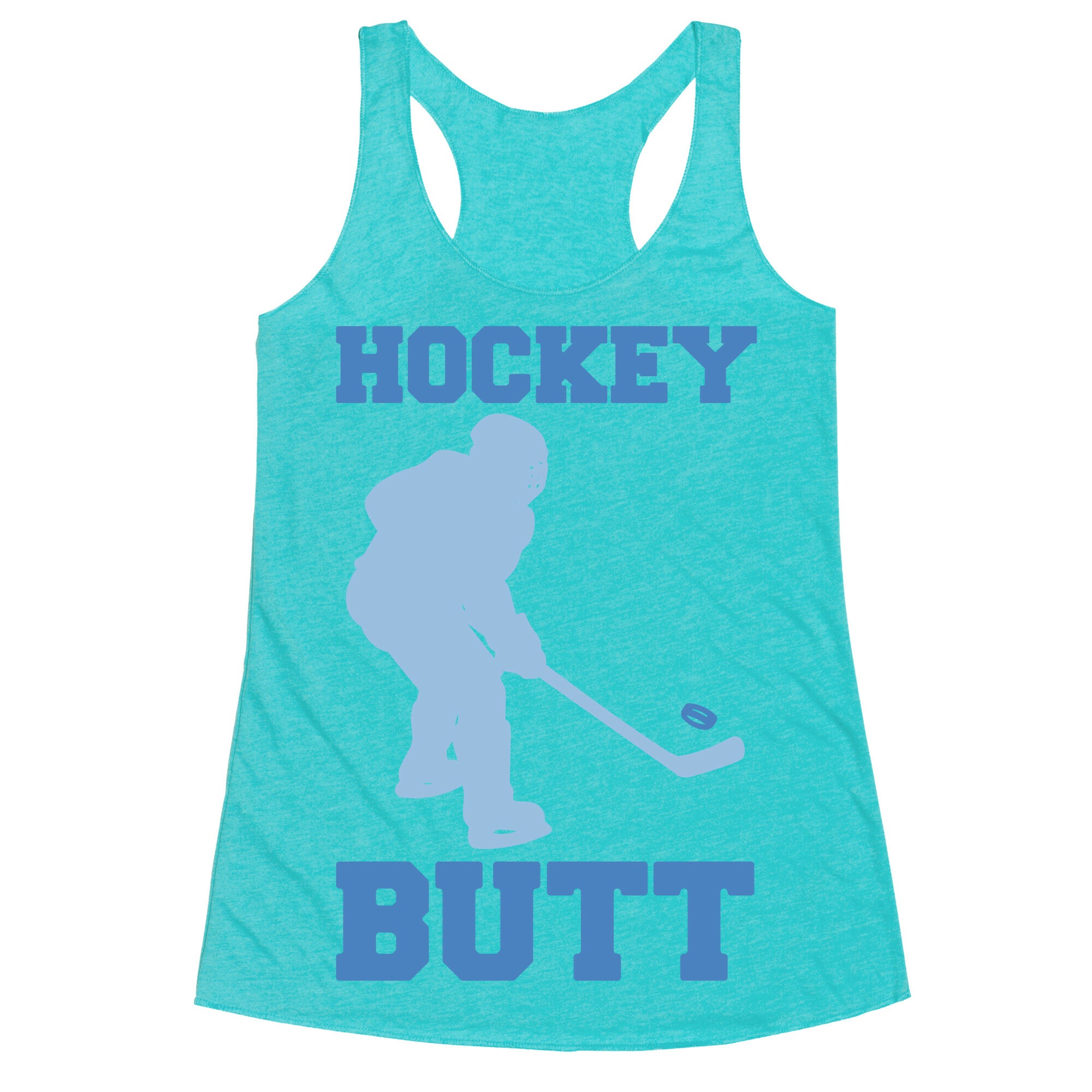 Hockey Butt White Print Racerback Tank