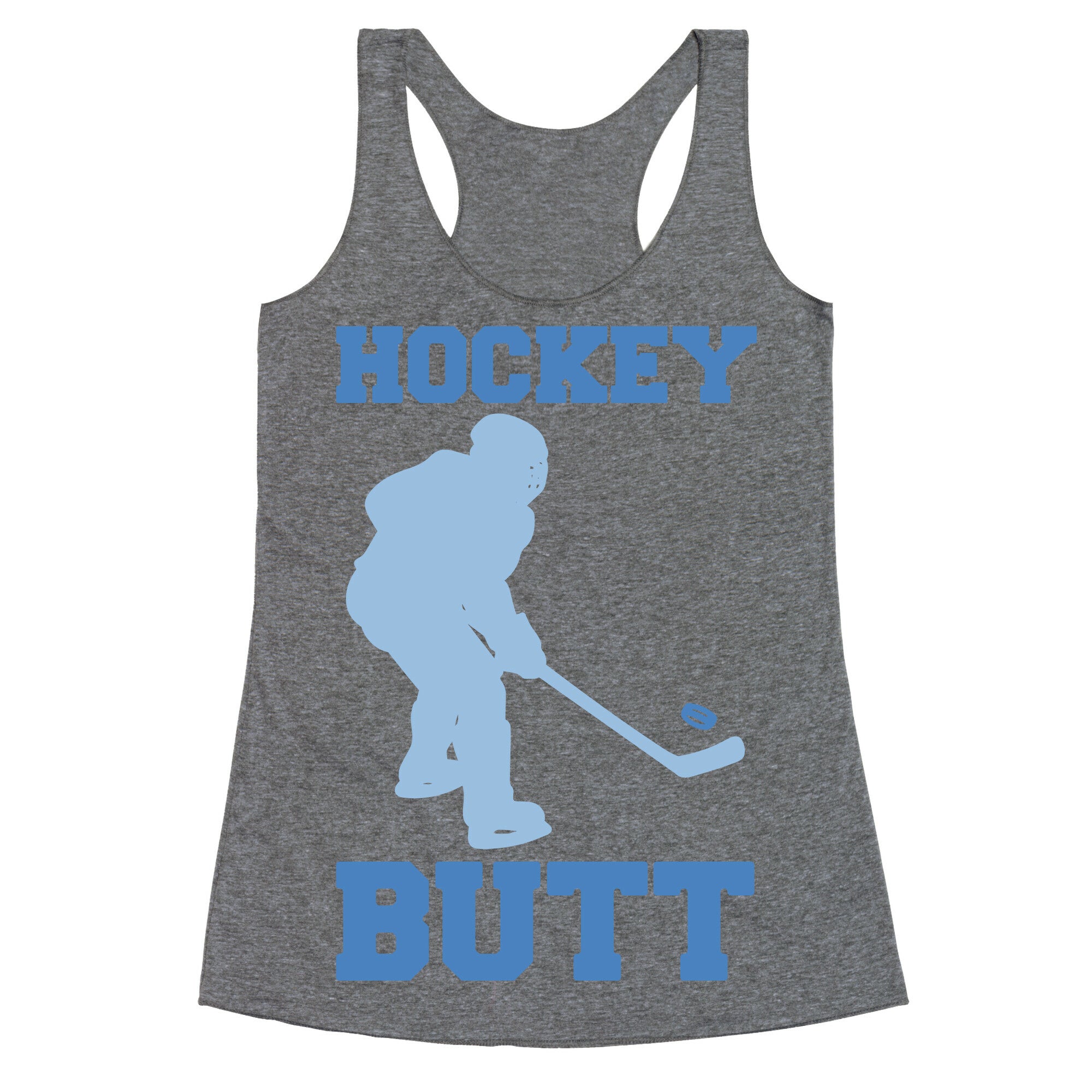 Hockey Butt White Print Racerback Tank