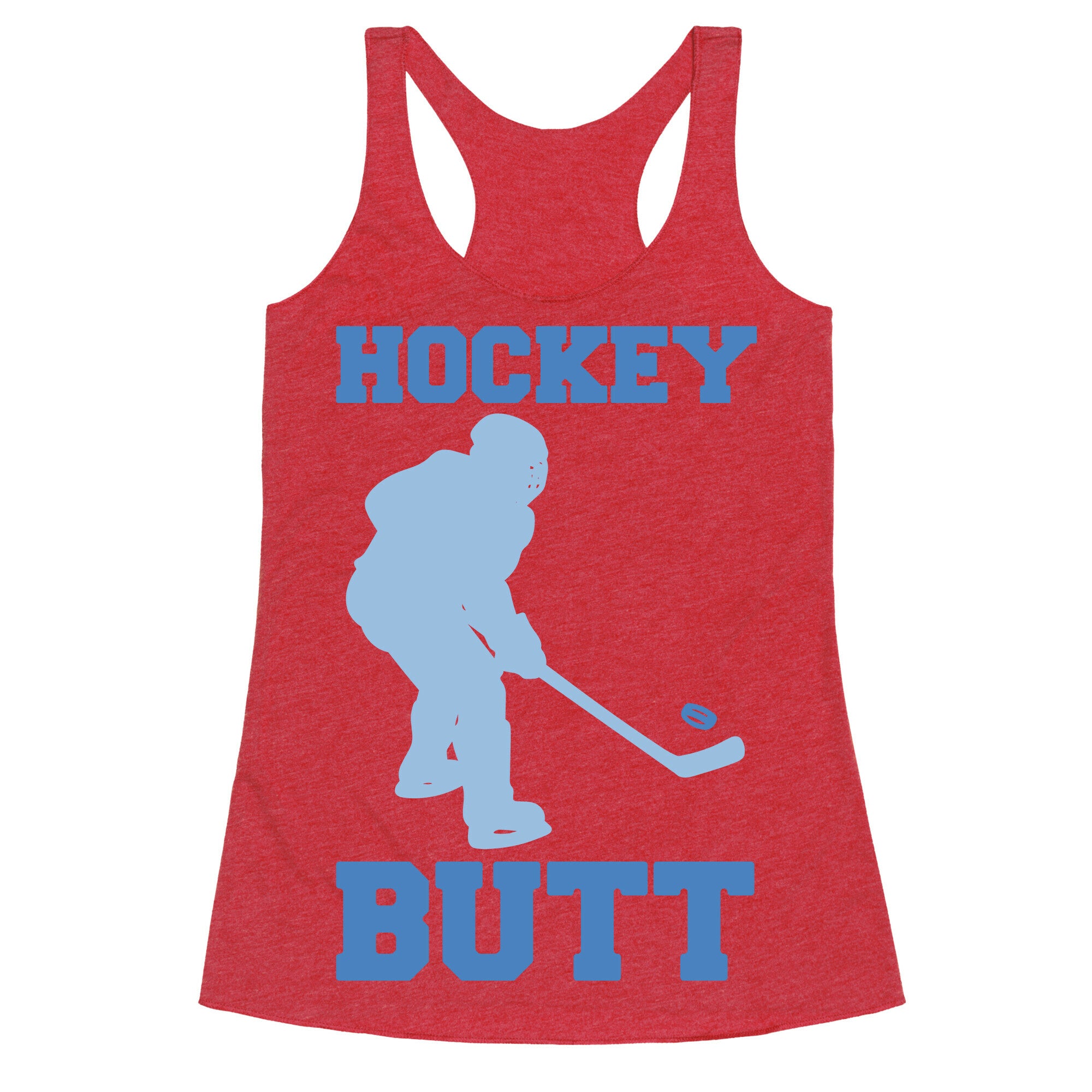 Hockey Butt White Print Racerback Tank